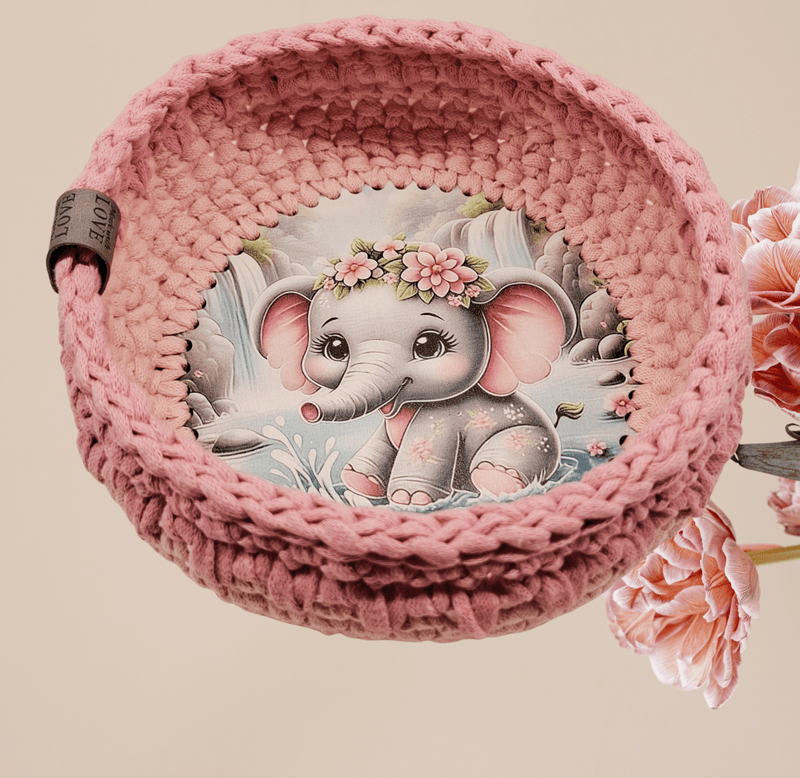 Rosa kurv med elefant motvi